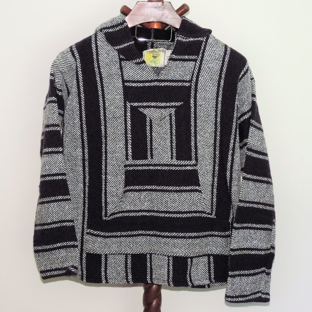 Iguana Jack purple & white striped pullover baja drug rug hoodie